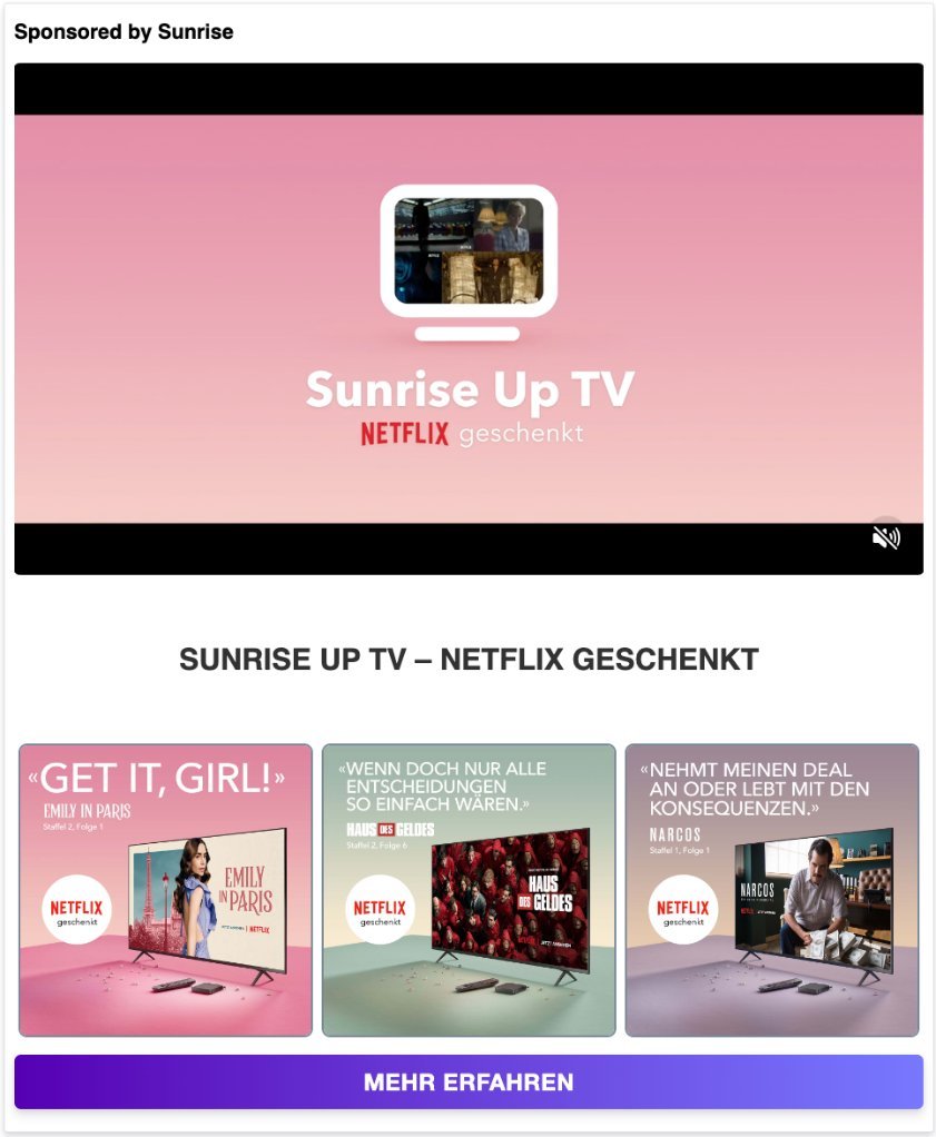 Showcase Ad for Sunrise